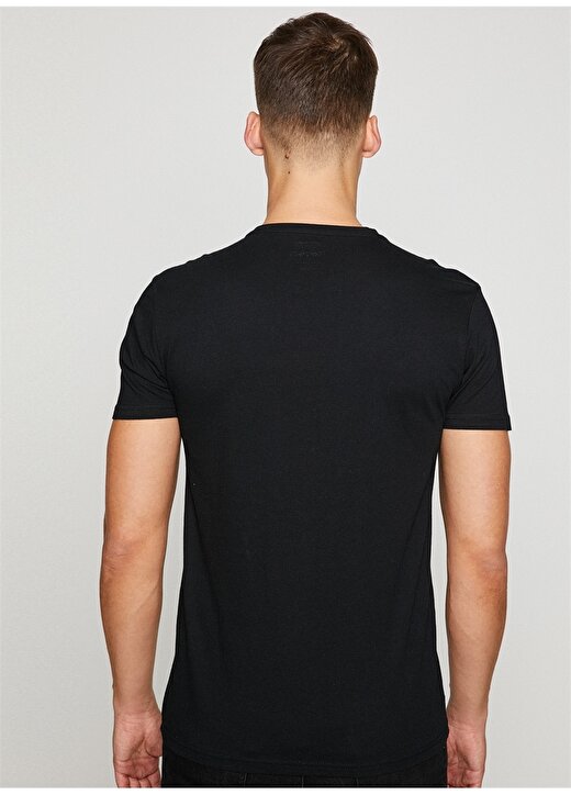 Koton Kabartma Baskılı Siyah T-Shirt 4