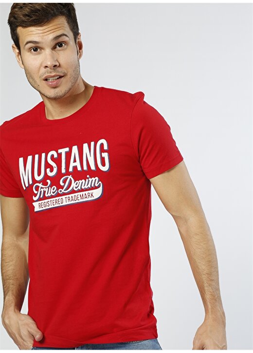 Mustang Baskılı Kırmızı T-Shirt 3