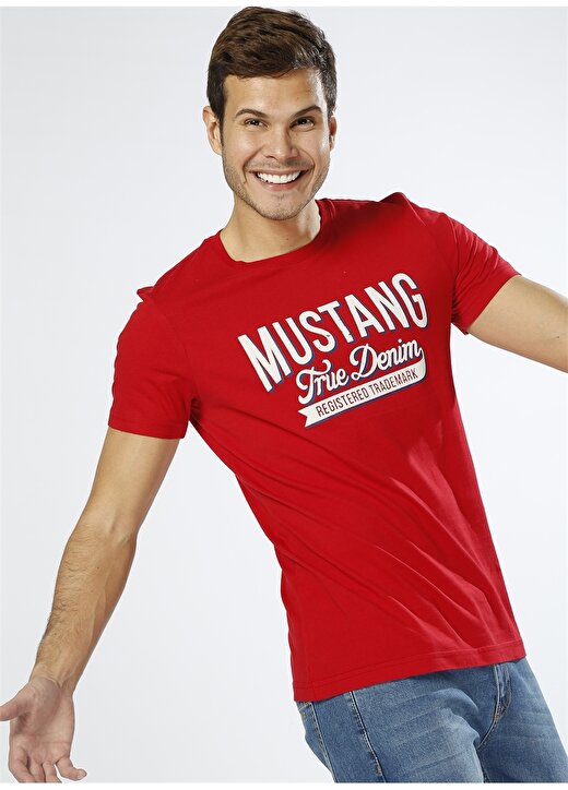 Mustang Baskılı Kırmızı T-Shirt 4