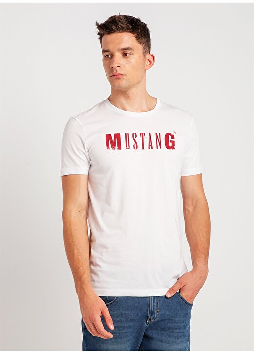 Mustang Baskılı Beyaz T-Shirt 3
