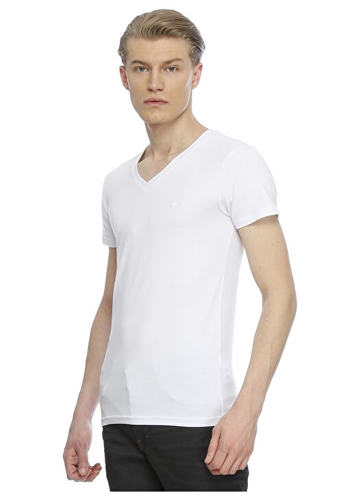 Mustang Düz Beyaz T-Shirt 3