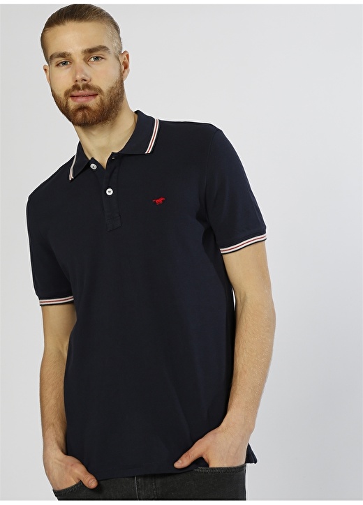 Mustang Polo Yaka Lacivert T-Shirt 3