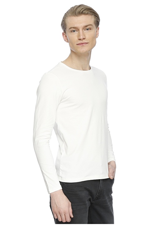 Loft Beyaz Bisiklet Yaka Basic T-Shirt 3