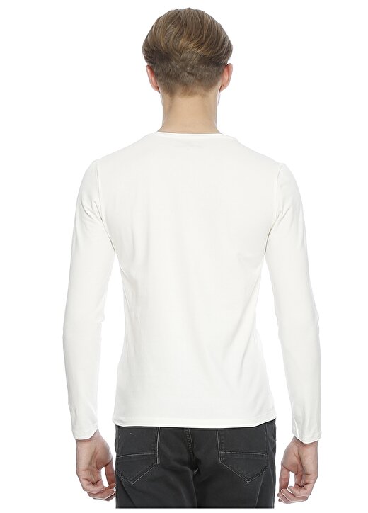 Loft Beyaz Bisiklet Yaka Basic T-Shirt 4