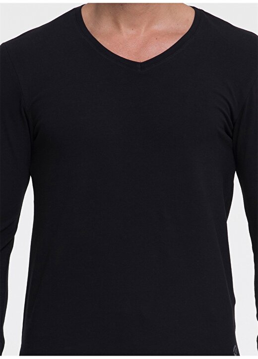 Loft Slim Fit Uzun Kol Siyah Erkek T-Shirt 2