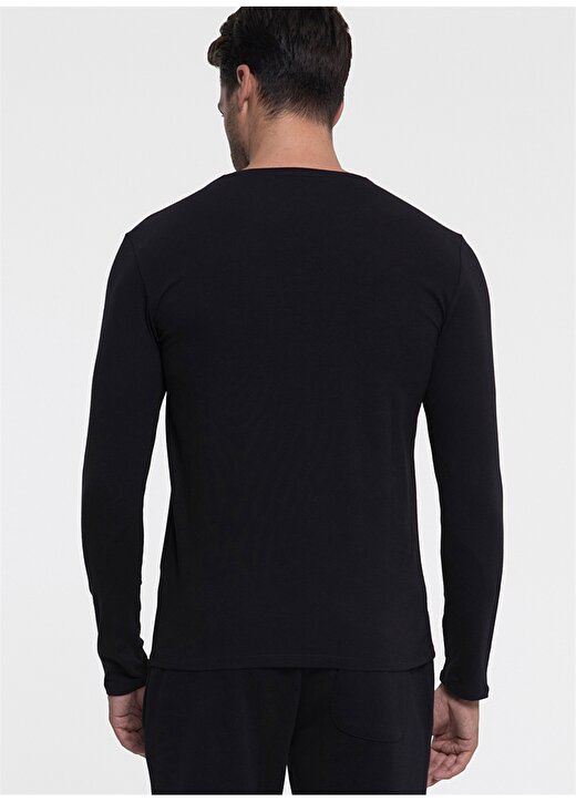 Loft Slim Fit Uzun Kol Siyah Erkek T-Shirt 3
