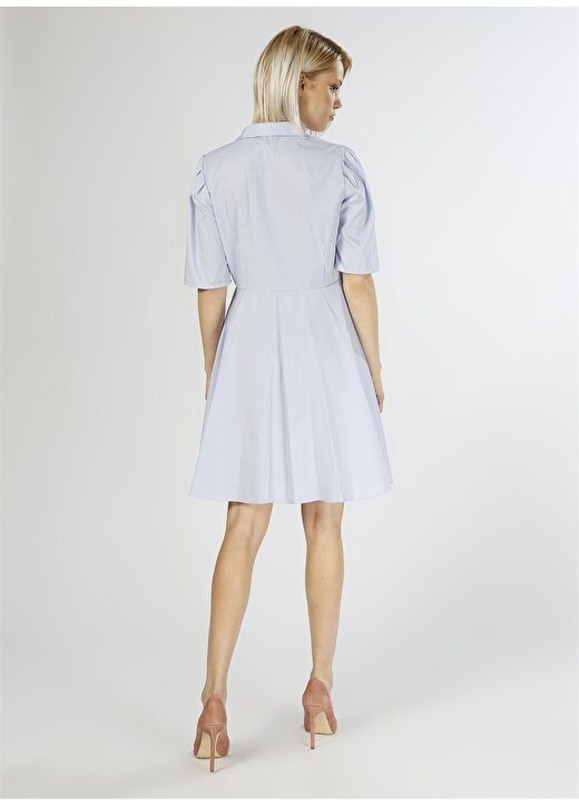 T-Box Çizgili Mavi-Beyaz Elbise 4