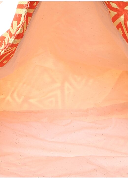 T-Box Kadın Geometrik Desenli Sarı - Turuncu Plaj Çantası 4