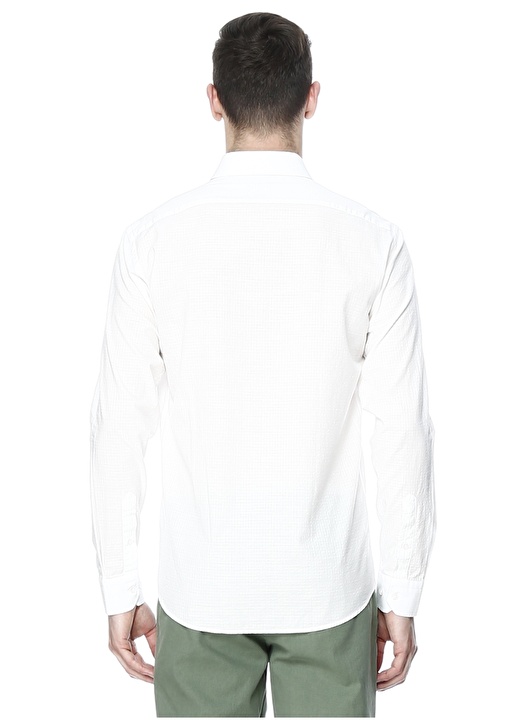 George Hogg Beyaz Modern Fit Kareli Gömlek 4