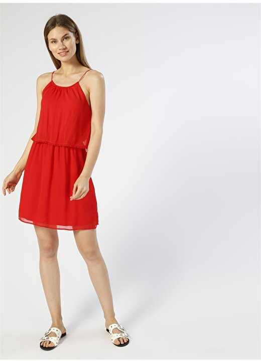Only Ponponlu Kırmızı Elbise 2