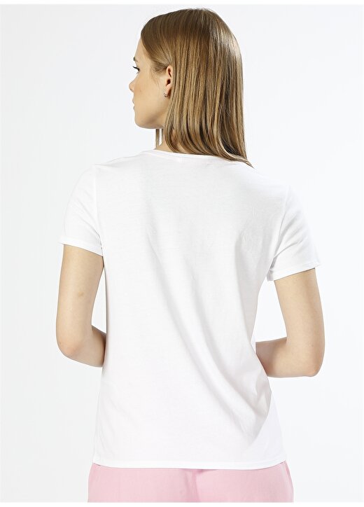 Only Nakışlı Beyaz T-Shirt 4
