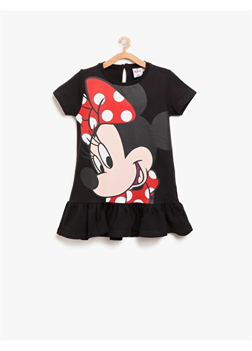 Koton Minnie Mouse Baskılı Siyah Elbise 1