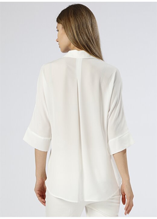 Selen Desenli Şifon Beyaz Bluz 4