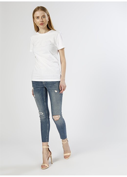 Calvin Klein Jeans Beyaz Kadın T-Shirt J20J206587 2