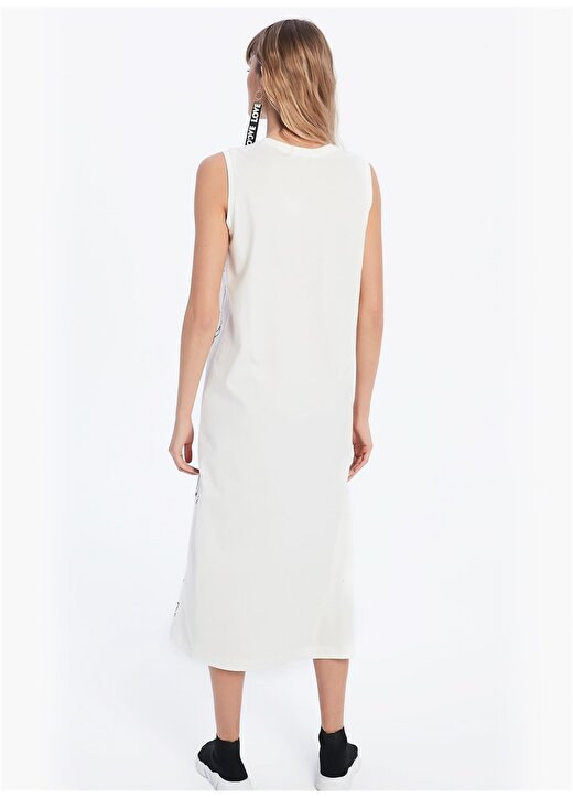 Twist Desenli Beyaz Elbise 4