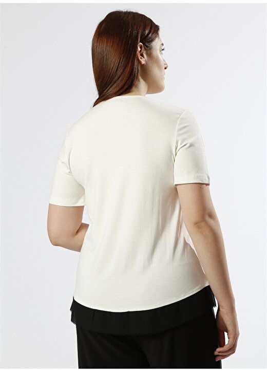 Ekol Tül Detaylı Siyah - Beyaz T-Shirt 4