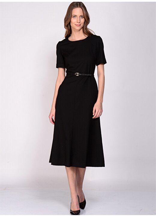 House Of Camellia Diz Altı Siyah Kadın Elbise 1