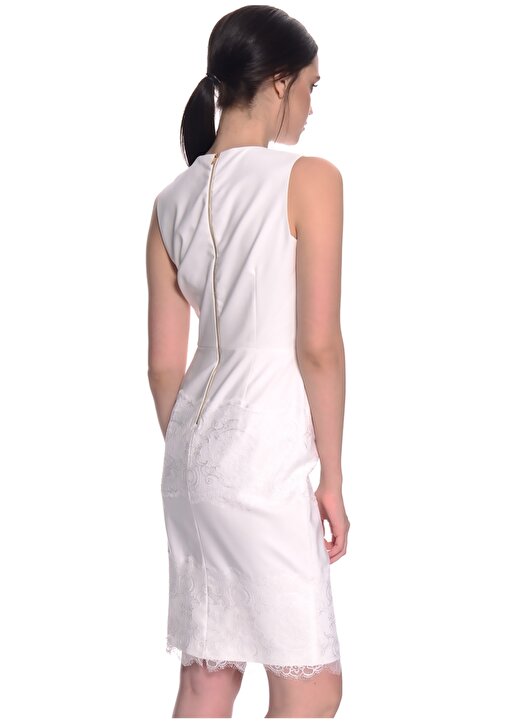 House Of Camellia Dar Kesim Beyaz Kadın Elbise 2