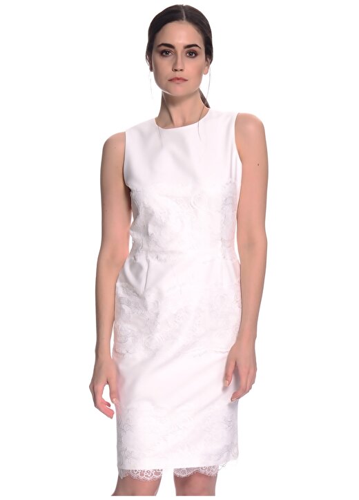 House Of Camellia Dar Kesim Beyaz Kadın Elbise 4