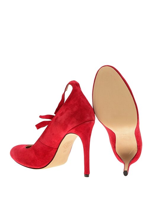 House Of Camellia Yüksek Topuk Gerçek Deri Kırmızı Kadın Düz Ayakkabı 4