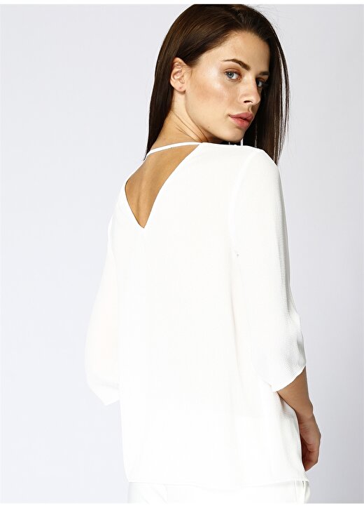 Koton Fular Detaylı Şifon Beyaz Bluz 4