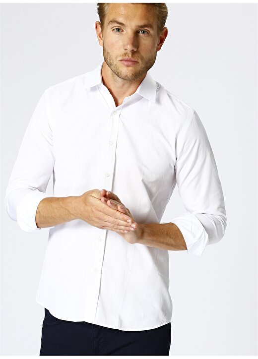 Cotton Bar Erkek Regular Fit Beyaz Gömlek 1