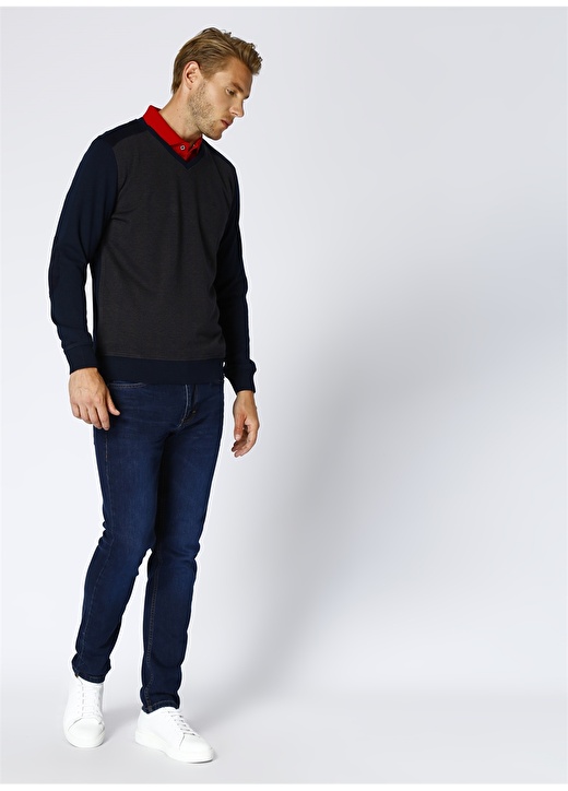 Cotton Bar Erkek V Yaka Kahve Sweatshirt 2