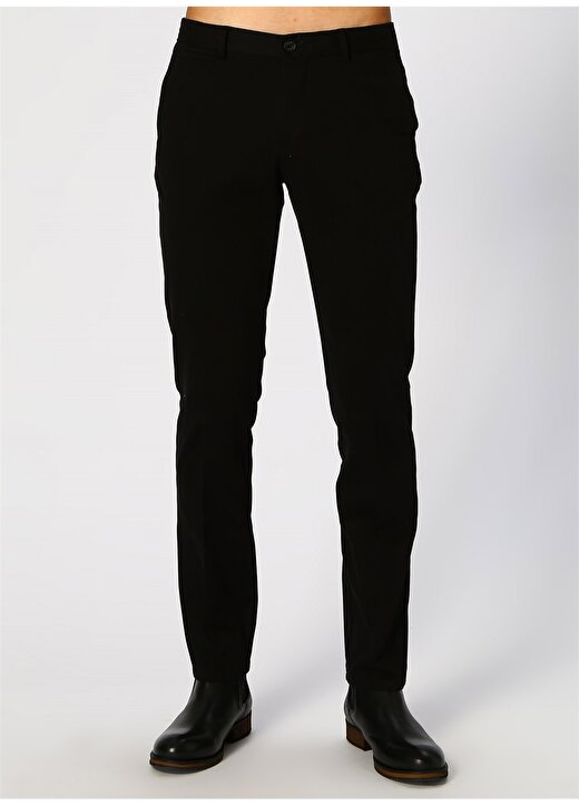 Fabrika Erkek Armürlü Siyah Klasik Pantolon 2