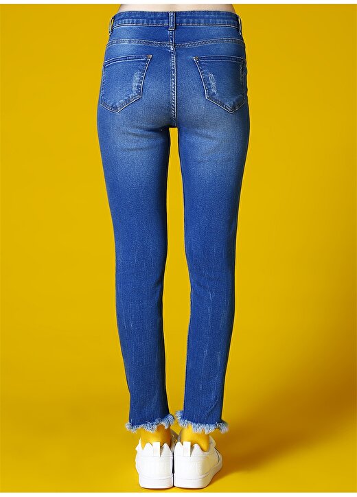 T-Box Kadın Dar Paça Denim Mavi Denim Pantolon 4