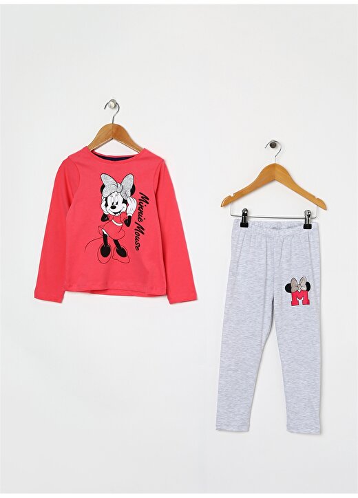 Limon Simli Minnie Mouse Pembe Pijama Takımı 1