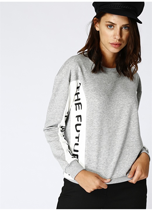 T-Box Kadın Gri Melanj Sweatshirt 3