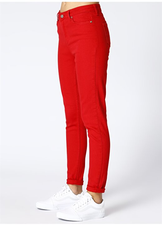 Limon Kadın Dar Paça Kırmızı Pantolon 3