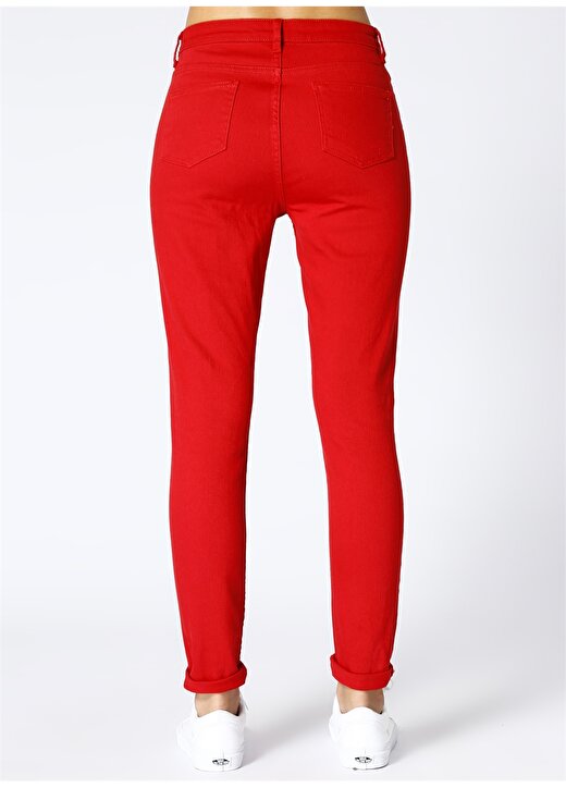 Limon Kadın Dar Paça Kırmızı Pantolon 4