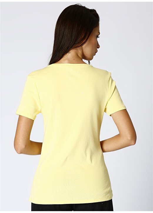 Limon Kadın V Yaka Basic Sarı T-Shirt 4