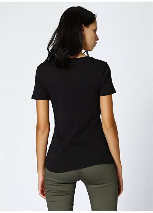 Limon Kadın V Yaka Basic Siyah T-Shirt 4