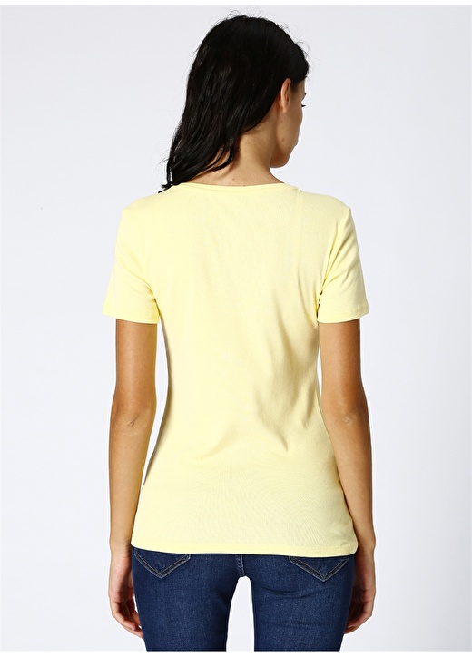 Limon Kadın V Yaka Basic Sarı T-Shirt 4