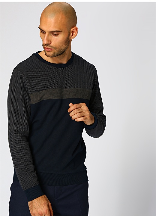 Cotton Bar Erkek Bisiklet Yaka Bej Sweatshirt 1