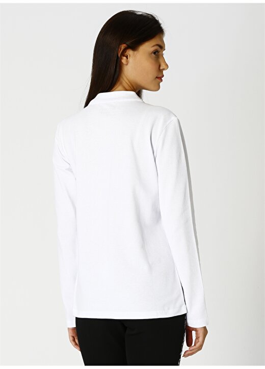 Limon Kadın Polo Yaka Uzun Kollu Beyaz T-Shirt 4