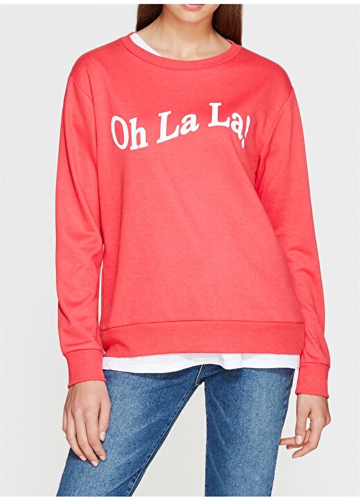 Mavi Oh La La Baskılı Kırmızı Sweatshirt 1
