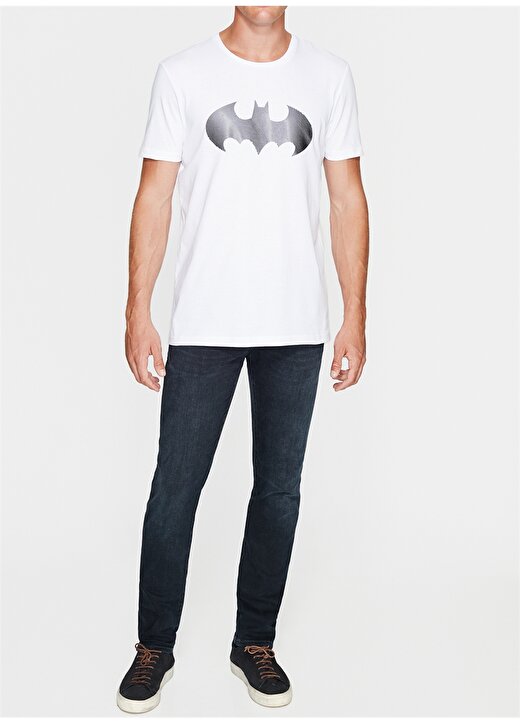 Mavi Batman Baskılı Beyaz T-Shirt 2