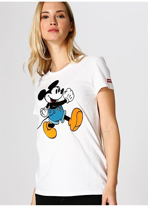 Levis Mickey Mouse Baskılı Beyaz T-Shirt 3