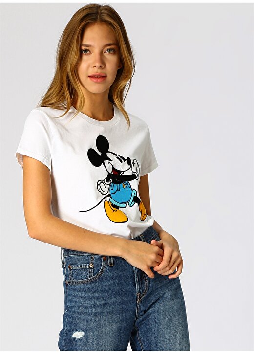 Levis Mickey Mouse Baskılı Beyaz T-Shirt 4