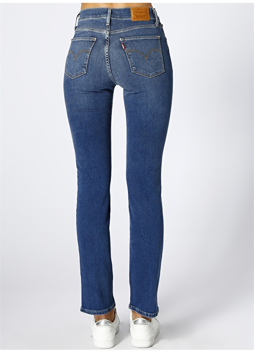 Levis 724 Yüksek Bel Straight İndigo Denim Pantolon 4