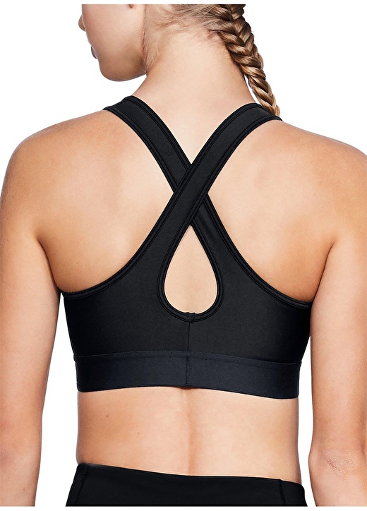 Under Armour 1307200-001 Armour Mid Crossback Bra Ultra Kalıp Yuvarlak Yaka Kolsuz Siyah Kadın Sporc 2