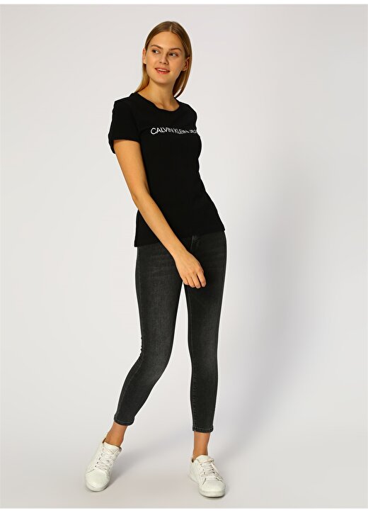 Calvin Klein Jeans Siyah Kadın T-Shirt CORE INSTITUTIONAL LOGO TE 2