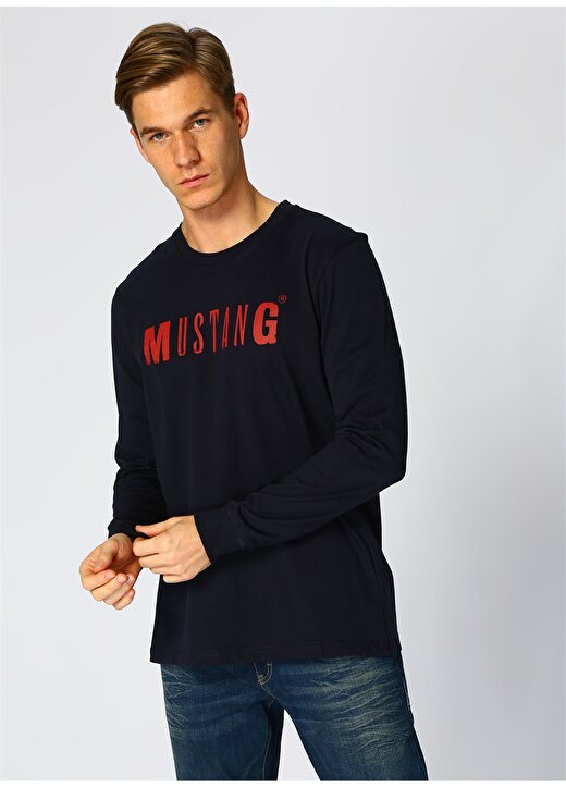 Mustang Baskılı Koyu Lacivert T-Shirt 3