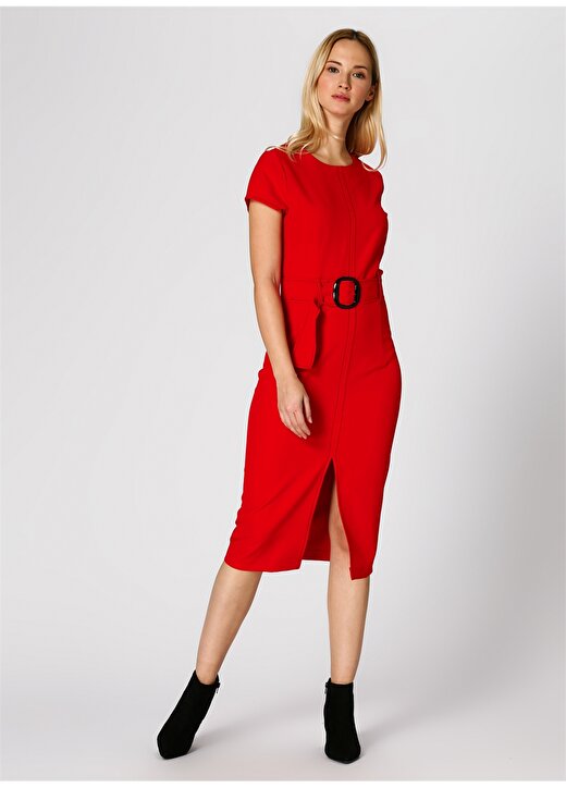 Koton Belden Kuşaklı Kırmızı Elbise 1