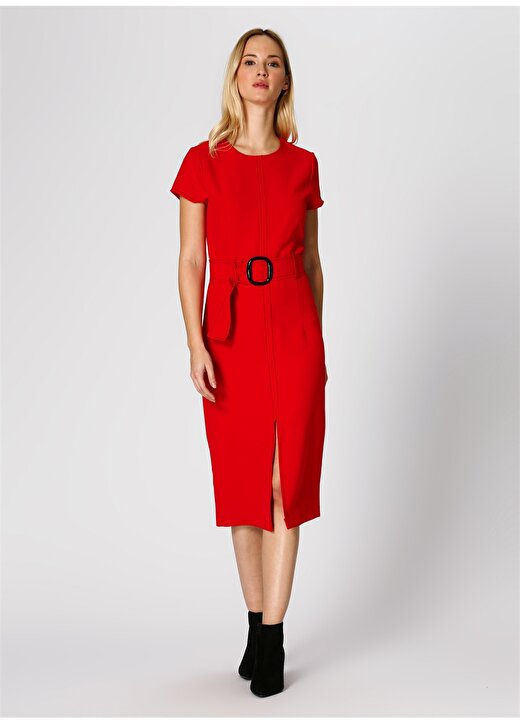 Koton Belden Kuşaklı Kırmızı Elbise 2