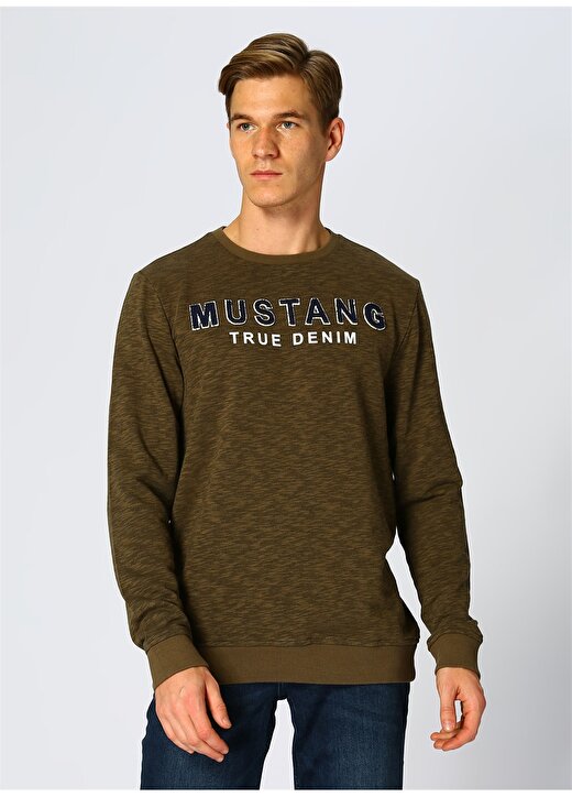 Mustang Baskılı Koyu Nefti Sweatshirt 3