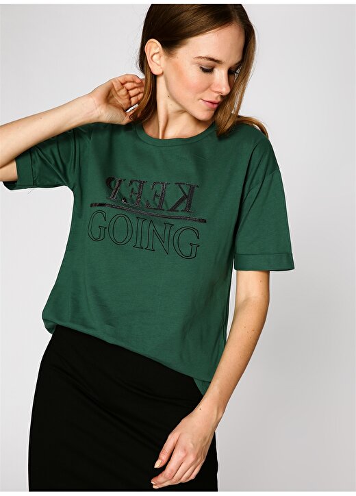 Koton Pul İşlemeli Yeşil T-Shirt 1